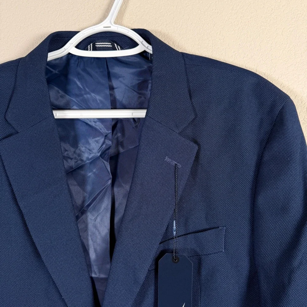 Nautica Active Stretch Suit Mens 48R Jacket 44Wx30L Pants Navy Blue Textured NWT
